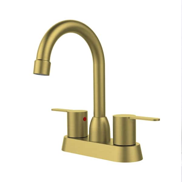Satico 2-Handle Bathroom Faucet with 360° Swivel Spout in Brushed Gold