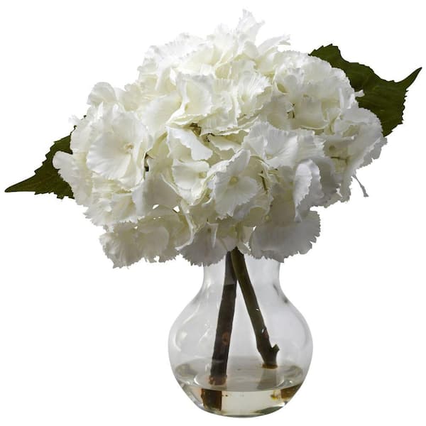 Nearly Natural Blooming Hydrangea Artificial with Vase Arrangement