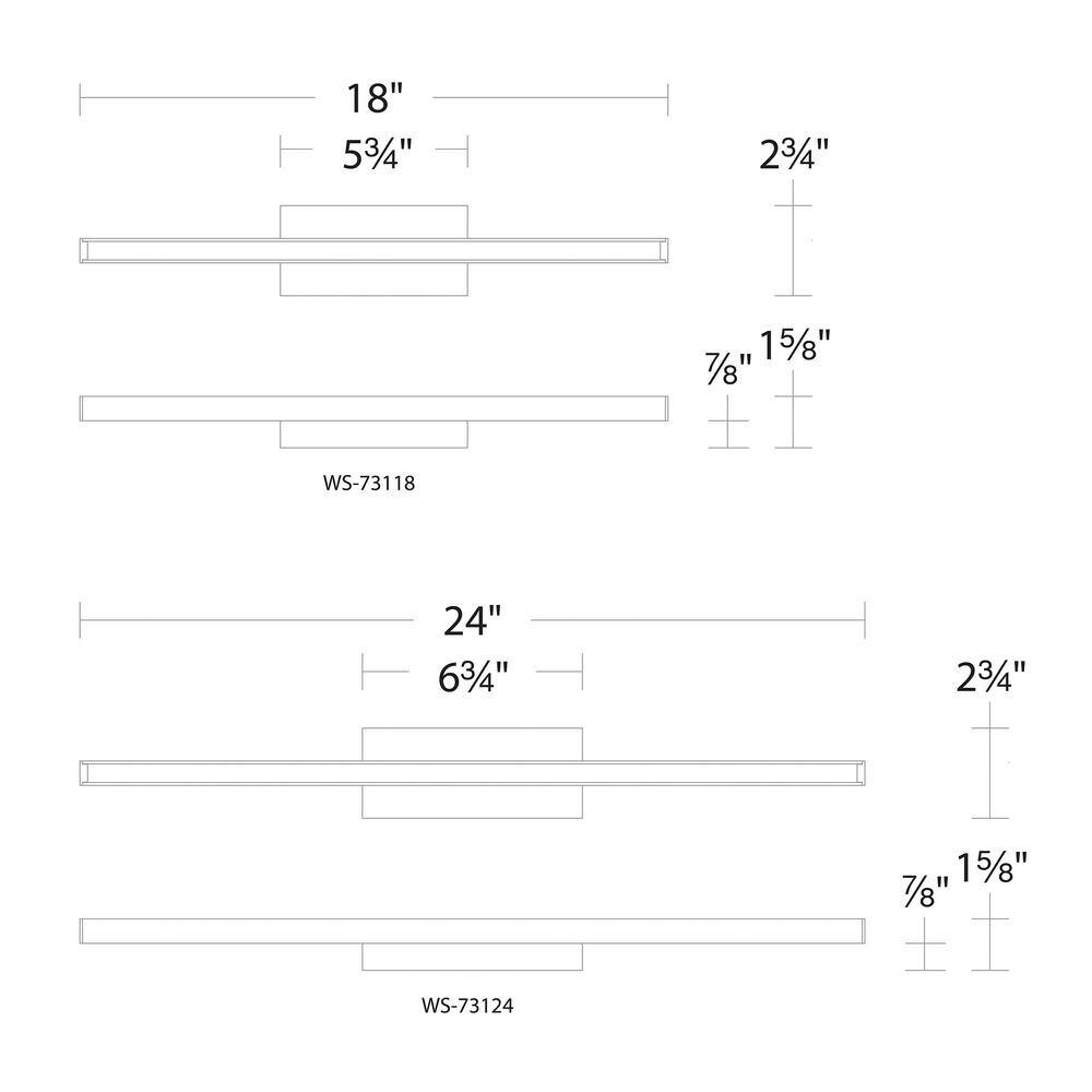 Parallax 18" Chrome LED Bath Bar with Dimmable White Acrylic Shade