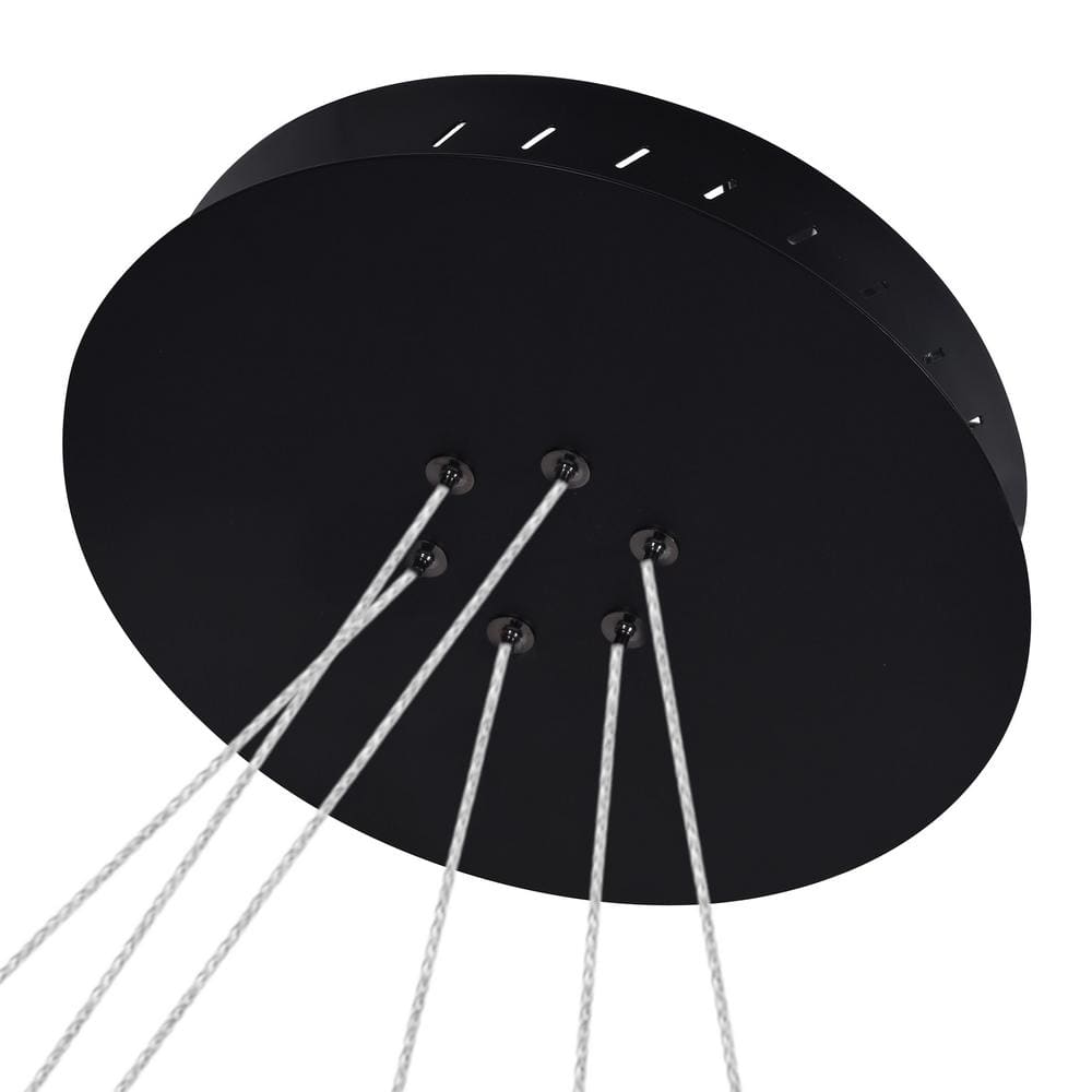 Tania Trio 32" Black Modern Adjustable Circular LED Chandelier