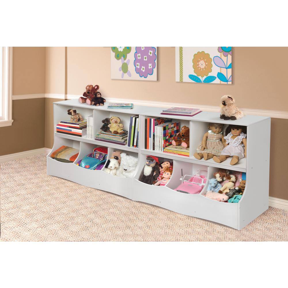 White MDF Kids Toy Storage Organizer with Cubby Bins