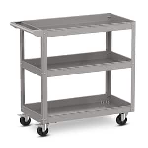3-Tier Metal Utility Cart 400 lbs. Storage Service Trolley Tool Storage in. Gray