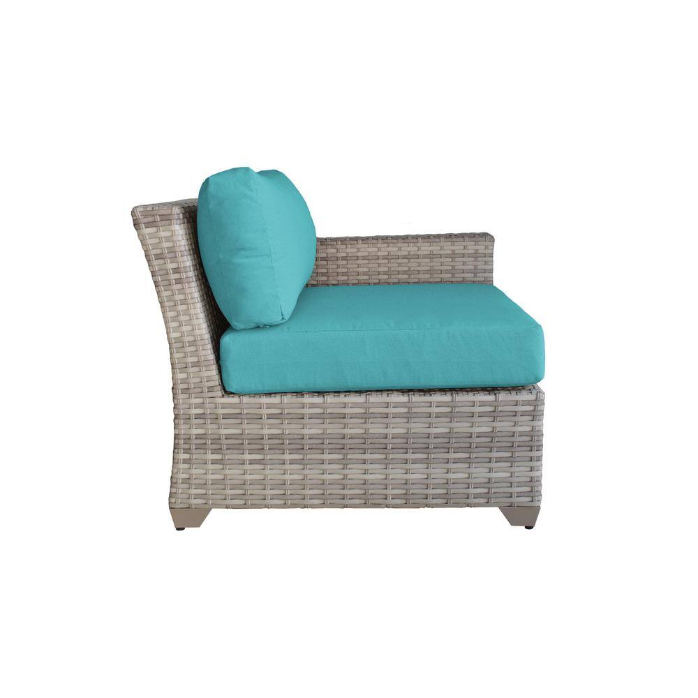 Aruba Blue Cushioned Wicker Outdoor Loveseat