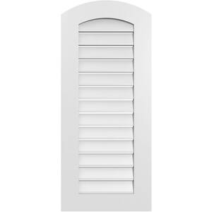 18 in. x 40 in. Arch Top Surface Mount PVC Gable Vent: Decorative with Standard Frame