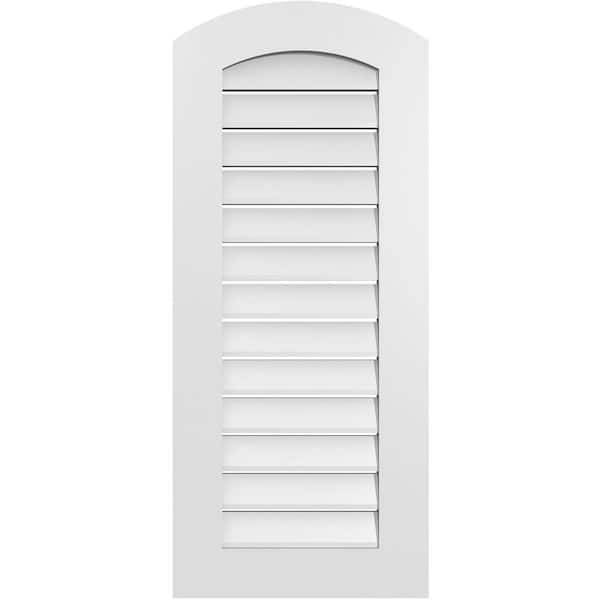 Ekena Millwork 18 in. x 40 in. Arch Top Surface Mount PVC Gable Vent: Decorative with Standard Frame