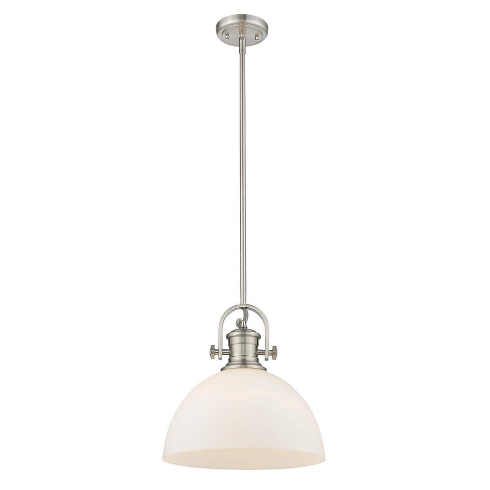 13.5'' Matte Black Transitional Bowl Pendant with Opal Glass