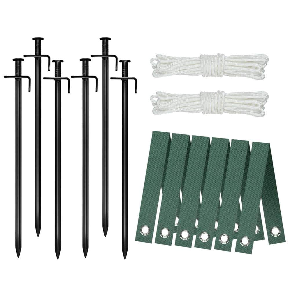 31.2 ft Tree Stake Kit Heavy Duty Steel Support Green Black 14-Piece price history on PriceWatchPro