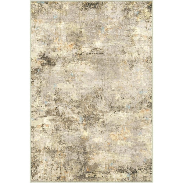 Gorgeous Brown 9 ft. x 12 ft. Washable Modern Abstract Area Rug