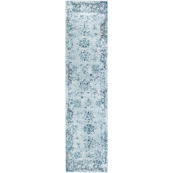 Sofia Casino Light Blue 2 ft. x 8 ft. Area Rug