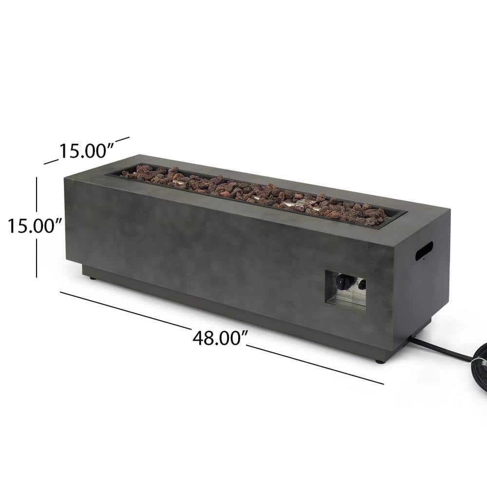 Wellington Rectangular Concrete Gas Fire Pit Table with Tank Holder