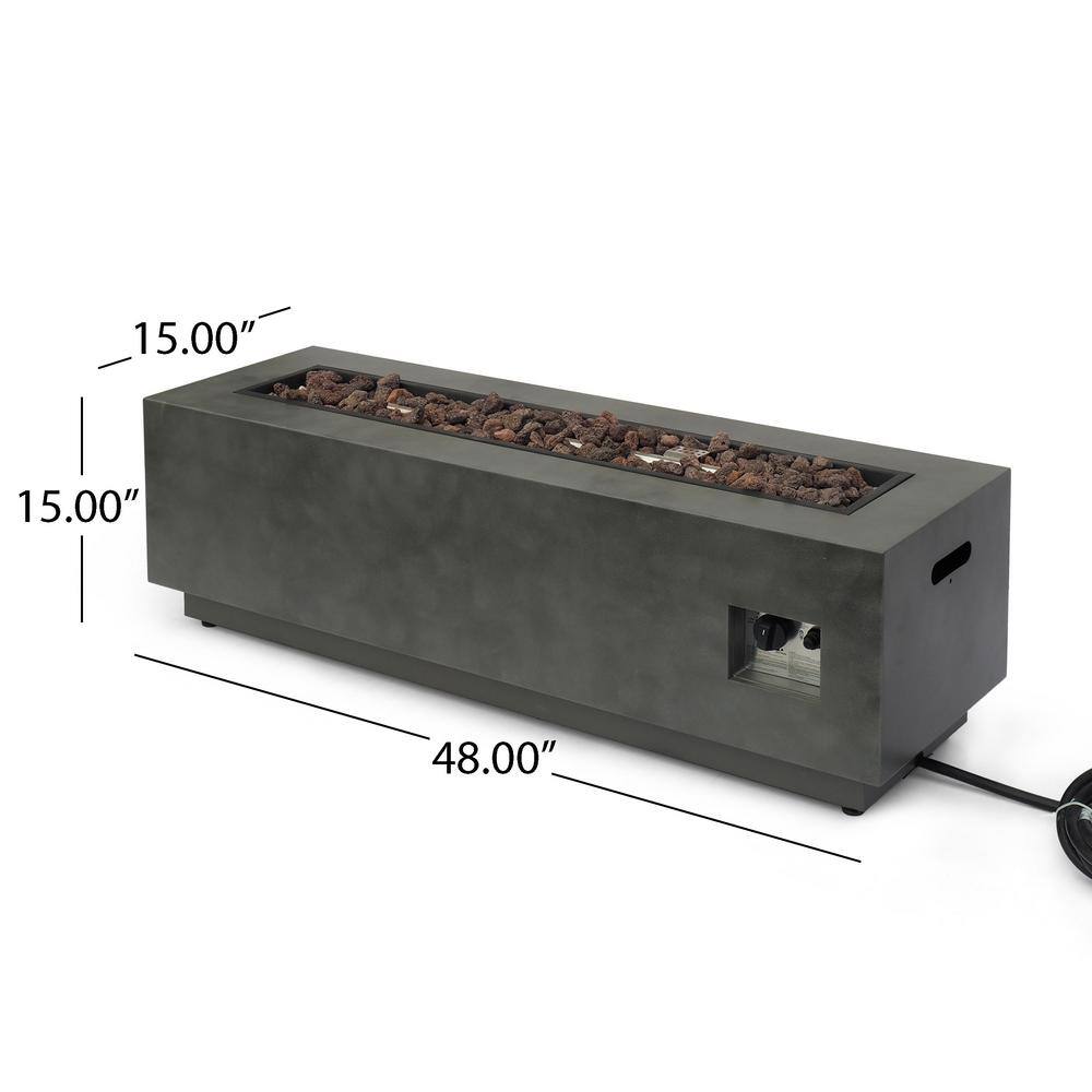 Wellington Rectangular Concrete Gas Fire Pit Table with Tank Holder