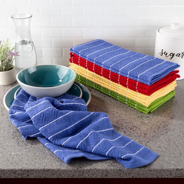 Multi-Color 100% Combed Cotton Dish Cloths Pack Absorbent Chevron Weave Kitchen  Dishtowels (Set of 8) 751354XZF - The Home Depot
