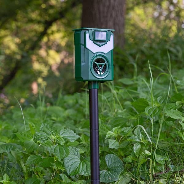Sunnydaze Solar Ultrasonic Animal Repellent with Flame Light