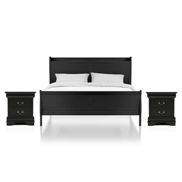 Furniture of America Alarcon 3-Piece Black California King Bedroom Set