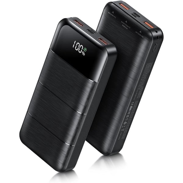 32000mAh Power Bank with 5-Volt 3 Amp Fast Charging and LED Display, Compatible with Smartphones and USB Devices (Black)