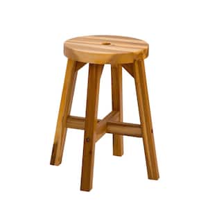 11 in. Natural Short Round-Top Wood End Table 1-Pieces