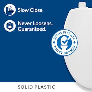 Kimball Soft Close Round Plastic Closed Front Toilet Seat in Bone Never Loosens