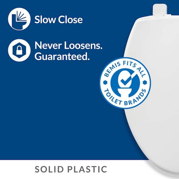 Kimball Soft Close Round Plastic Closed Front Toilet Seat in Bone Never Loosens