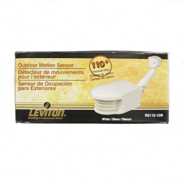 110 Degree PIR Outdoor Occupancy Sensor Leviton PS110-10W 1000W Incandescent 2500 Square Feet Coverage White