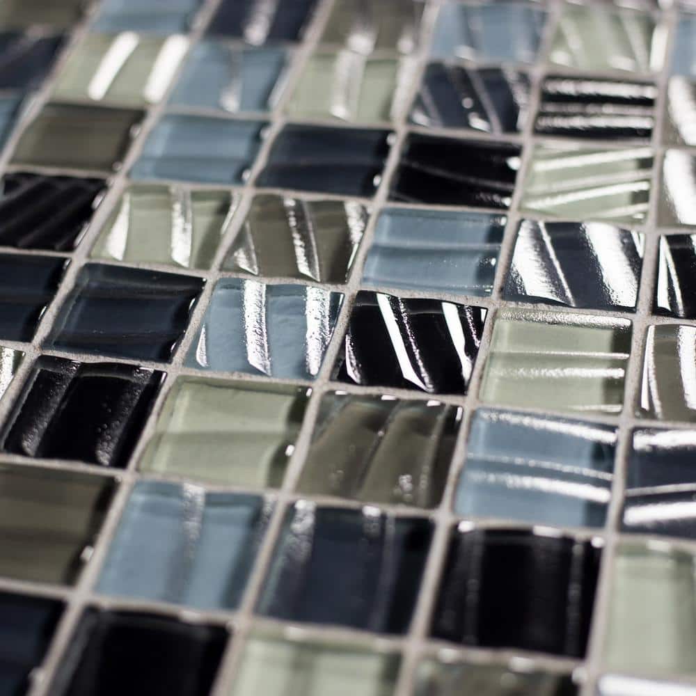New Era 12x12 Blue and Gray Glass Mosaic Tile