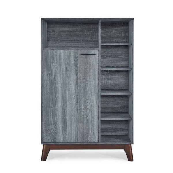 Noble House Ayres Sonoma Gray Oak and Walnut Multi-Functional Cabinet
