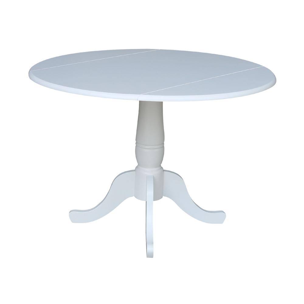 White Round Extendable Solid Wood Dining Table