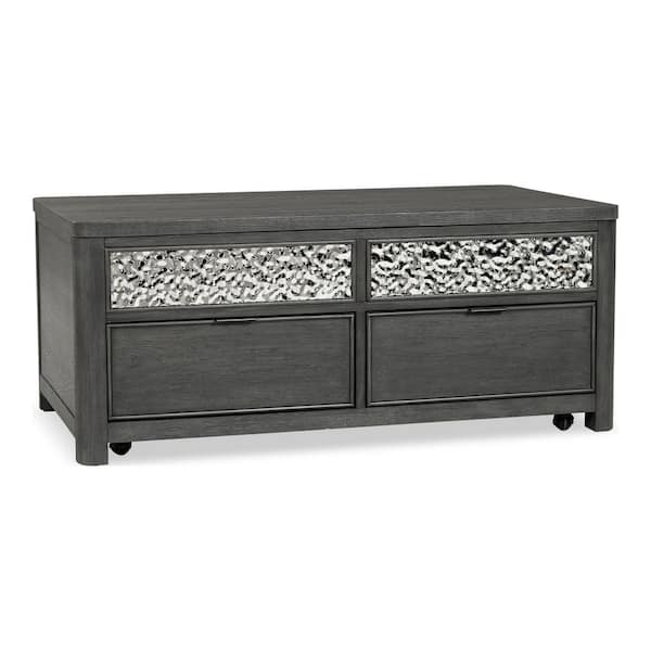 Hairin 46 in. Ash Gray Rectangle Wood Lift-Top Cocktail Table with Casters