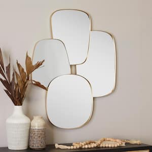 39 in. x 30 in. Rectangle Framed Gold Wall Mirror with Varying Shapes
