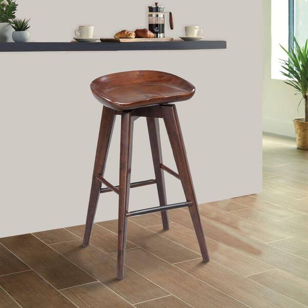 Benjara 17.5 in. H Natural Brown Contoured Seat Wooden Frame