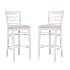 St. Mark 44 in. H Barstool White and Gray Upholstered Seat (2 pack)