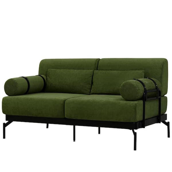 Modern Stylish 59 in. Chenille 2-Seater Loveseat with Flexible USB Ports, Green