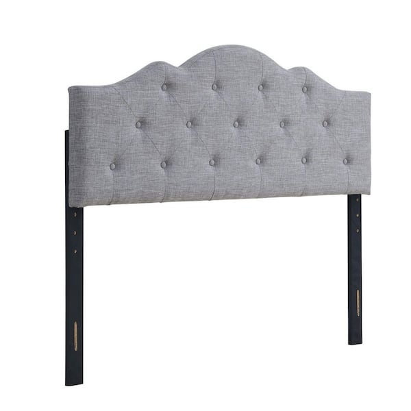 Dwell Home Inc Charlie Gray 77.12 in. King Size Upholstered Headboard with Rounded Corners and Button Tufts Adjustable Height