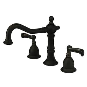 Heritage 8 in. Widespread 2-Handle Bathroom Faucet with Brass Pop-Up in Oil Rubbed Bronze