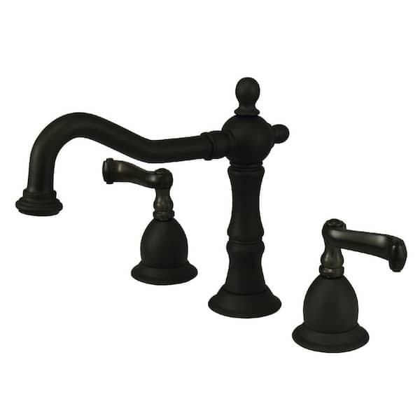 Kingston Brass Heritage 8 in. Widespread 2-Handle Bathroom Faucet with Brass Pop-Up in Oil Rubbed Bronze