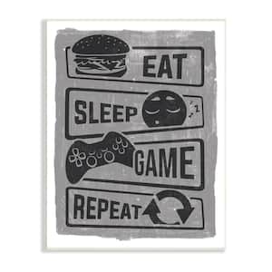 "Eat Sleep Game Repeat Video Gamer Icons" by Lux Plus Me Designs Unframed Typography Wood Wall Art Print 10 in. x 15 in.