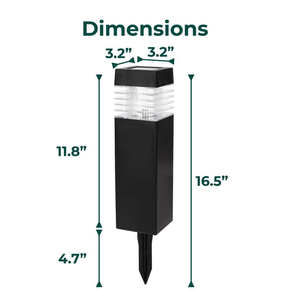 Small Black Plastic Solar LED Pathway Lights, 4-Pack