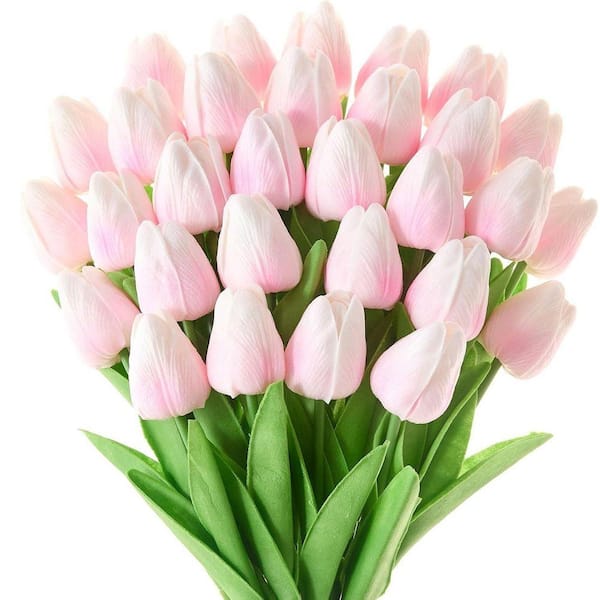 13 in. Pink Indoor/Outdoor Artificial Tulips Flower (30-Piece