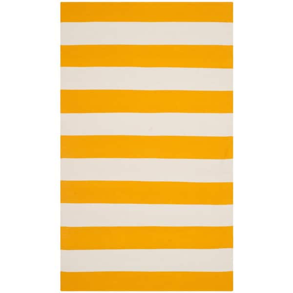 SAFAVIEH Montauk Yellow/Ivory 3 ft. x 5 ft. Striped Area Rug
