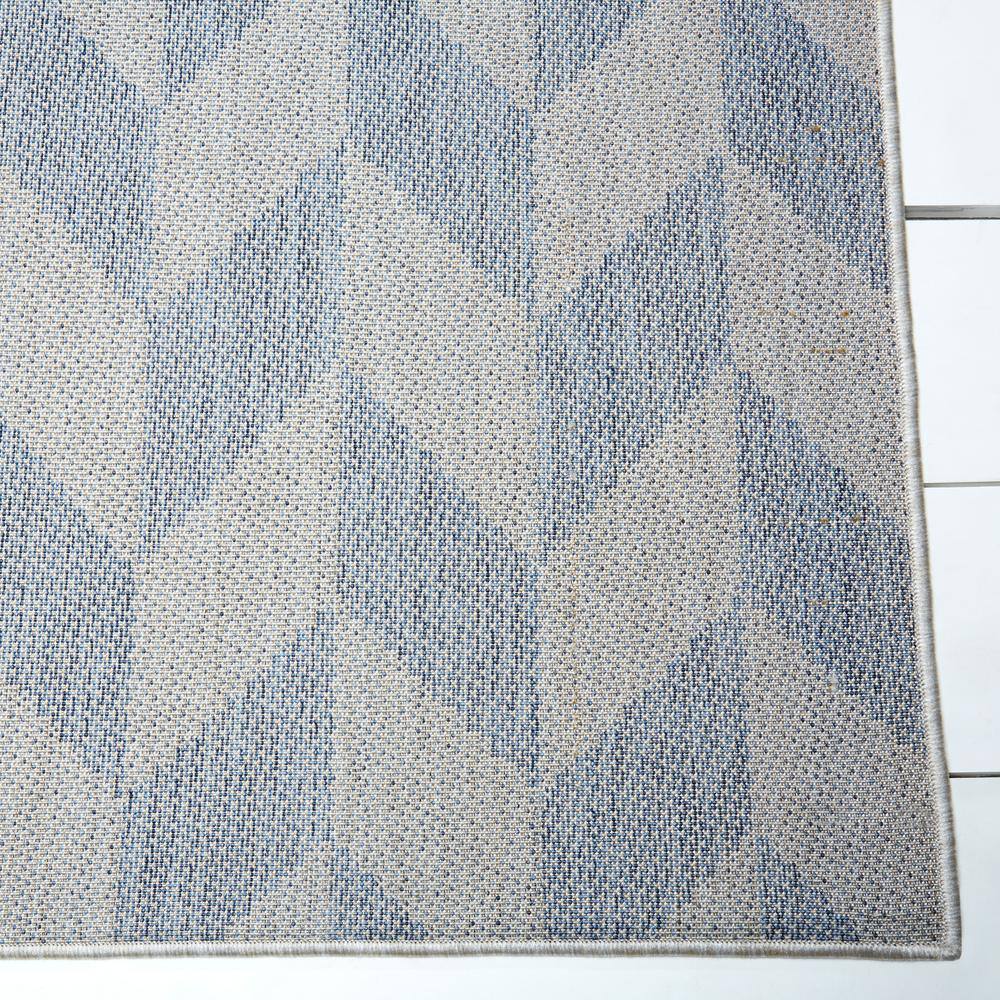 Calla Chic Herringbone 7'9"x10'2" Indoor/Outdoor Area Rug in Blue/Gray