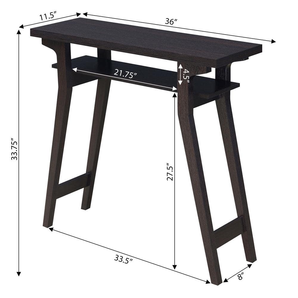 Espresso Newport Lynda 36" Wood Console Table with Storage