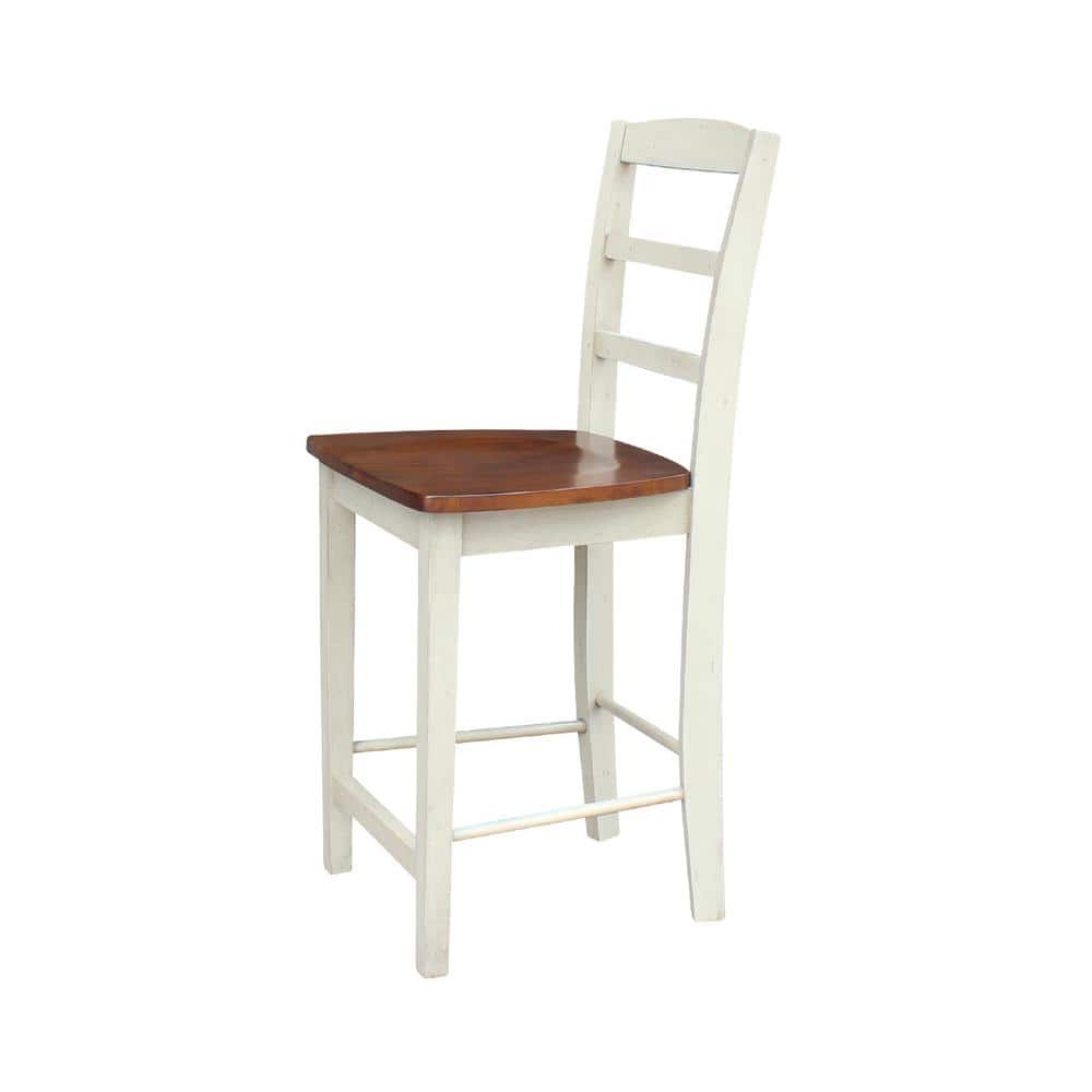 Antiqued Almond and Espresso Wood Counter Height Stool