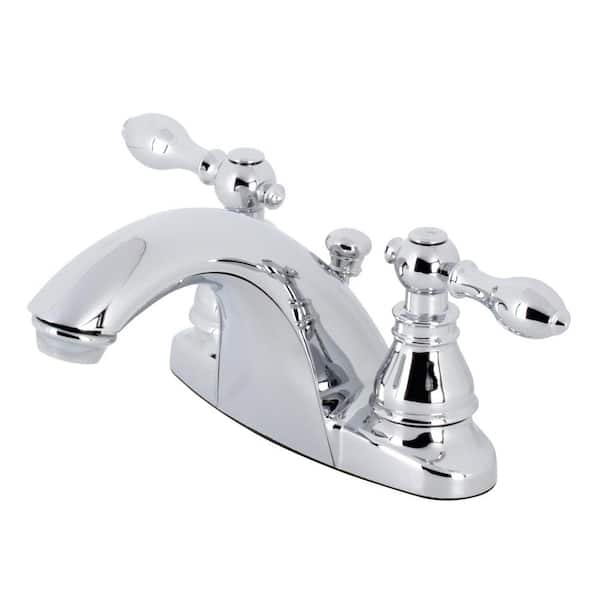 Kingston Brass American Classic 4 in. Centerset Double Handle Bathroom Faucet in Polished Chrome