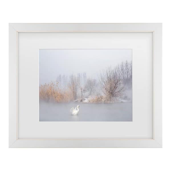 Trademark Fine Art Uu The Winter Swan Matted Framed Photography Wall Art 18 in. x 22 in.