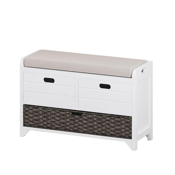wetiny White Bench 20 in. x 12 in. x 31 in.