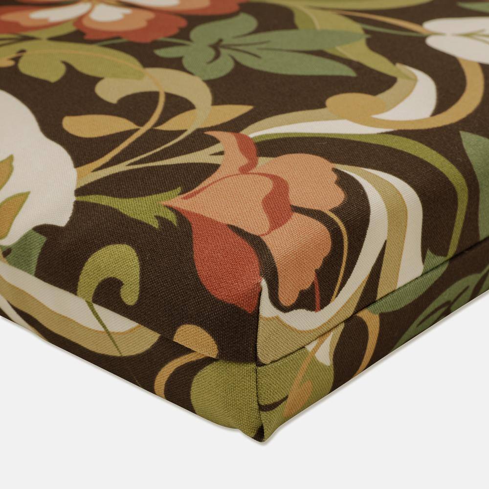 Botanical Brown and Green Polyester Outdoor Chaise Lounge Cushion