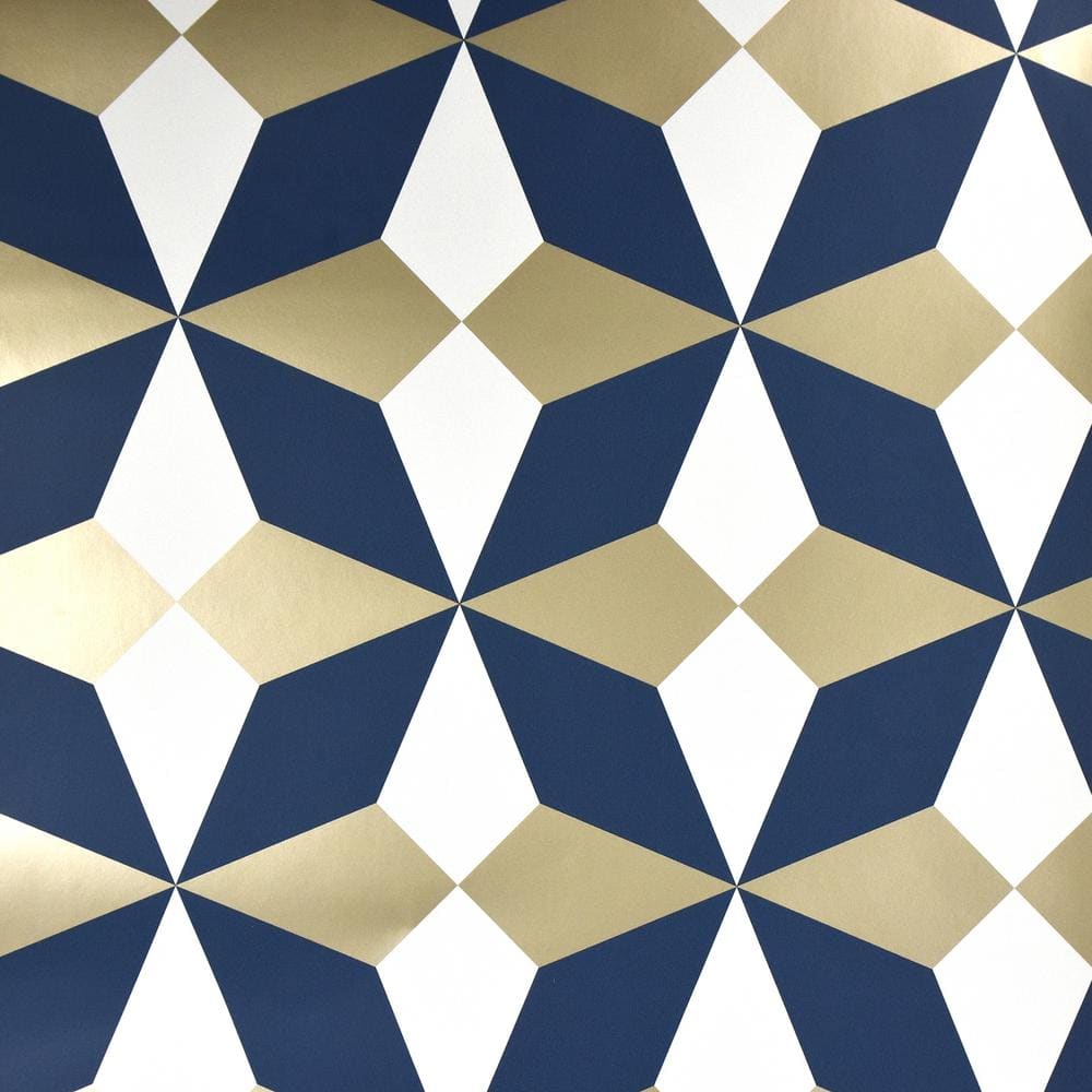 Fine Decor Newby Navy Geometric Blue Wallpaper Sample 2900 sam The Home Depot