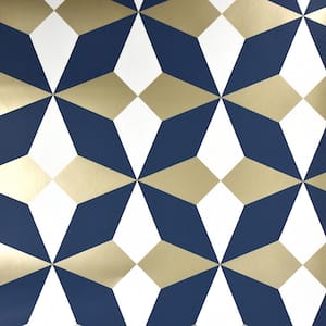 Newby Navy Geometric Paper Peelable Roll (Covers 56.4 sq. ft.)