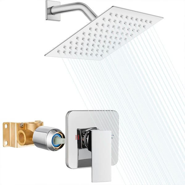 Unbranded 1-Handle Wall Mount Shower Trim Kit in Polished Chrome with Hand Shower-1.8 GPM (Valve Included)