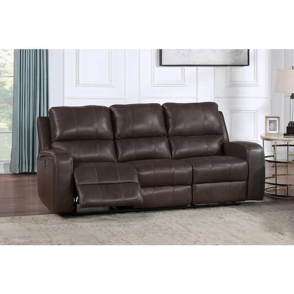 NEW CLASSIC HOME FURNISHINGS New Classic Furniture Linton 82 in. Square Arm Leather Rectangle Sofa in Brown