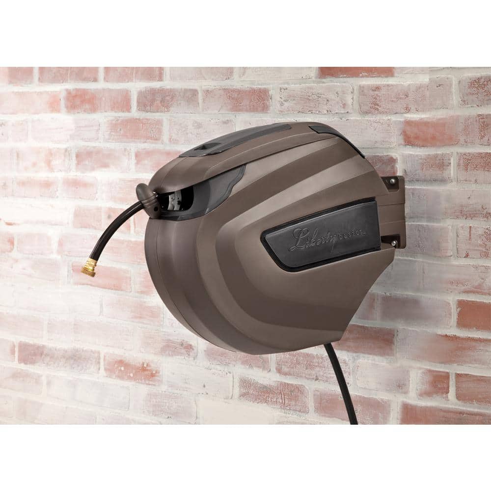 Brown Molded Plastic Wall Mounted Retractable Hose Reel